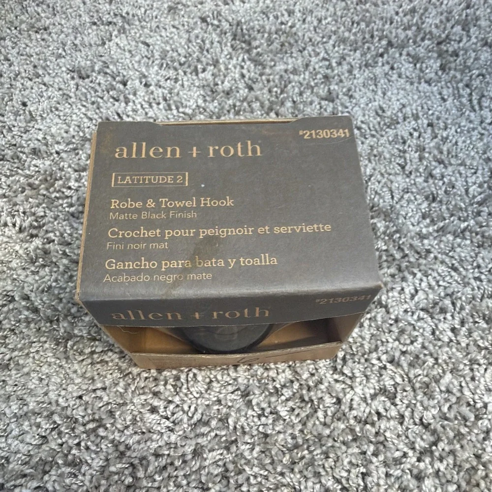 Allen + Roth Latitude 2 Robe & Towel Hook Matte Black Bathroom Wall 2130341